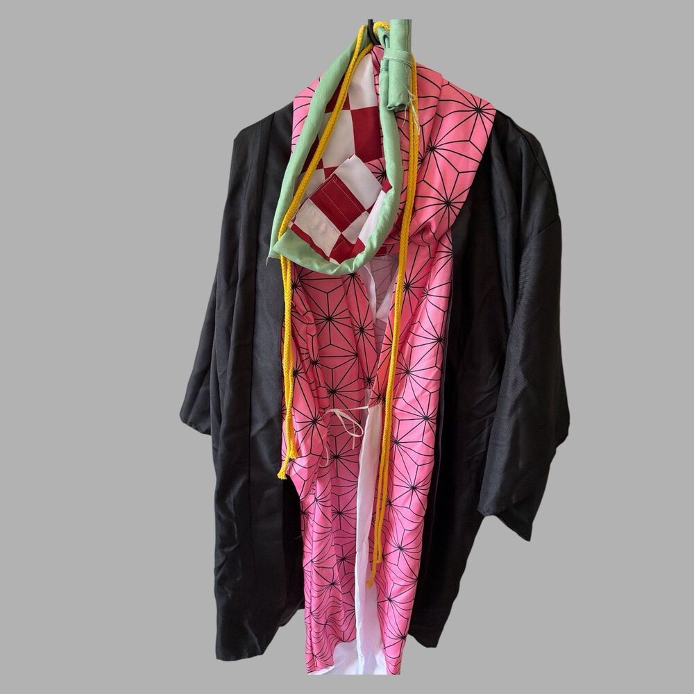 Demon Slayer Med Nezuko Kamado Pink Kimono Japan hemp leaf pattern Anime Used